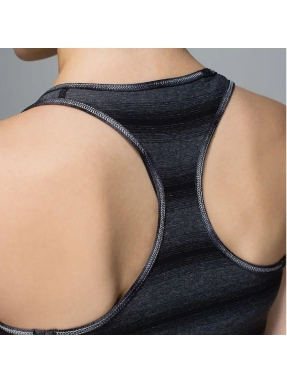 Lululemon Cool Racerback Capilano Stripe Heathered Deep Coal Black tank top